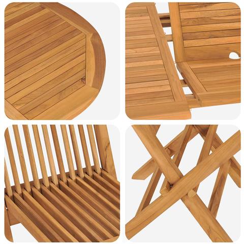 Set da Pranzo da Giardino 7 Pezzi in Legno Massello di Teak - Foto 4