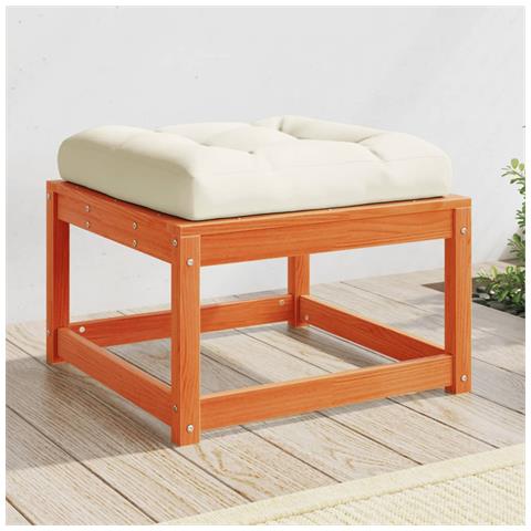 Poggiapiedi da Giardino con Cuscino Marrone Cera Massello Pino - Foto 2