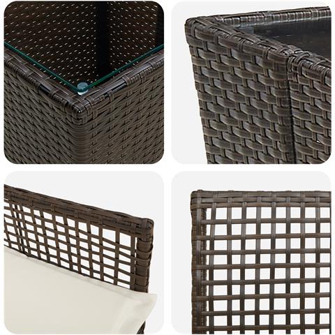 Set Bistro da Giardino a 3 Pezzi con Cuscini Marrone in Polyrattan - Foto 9