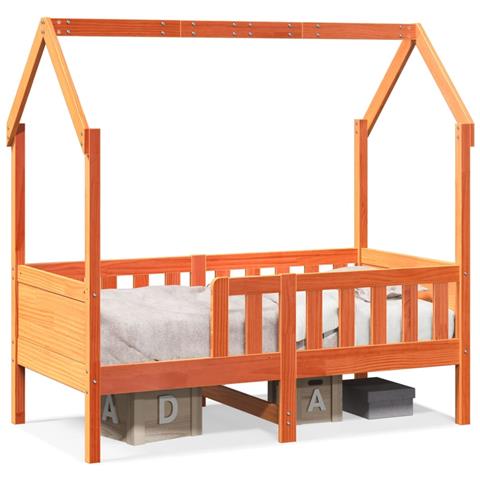 Giroletto Casetta Bambini Marrone Cera 70x140 cm Massello Pino - Foto 1