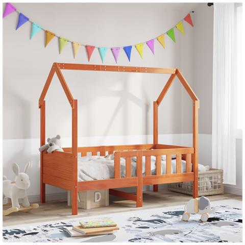 Giroletto Casetta Bambini Marrone Cera 70x140 cm Massello Pino - Foto 2