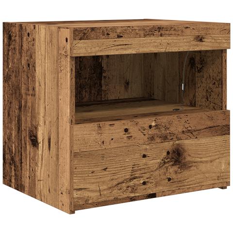 comodino con luci LED legno vecchio 50x40x45 cm - Foto 1
