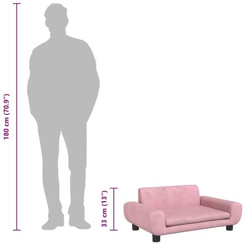 Lettino per Cani Rosa 70x45x33 cm in Velluto - Foto 8