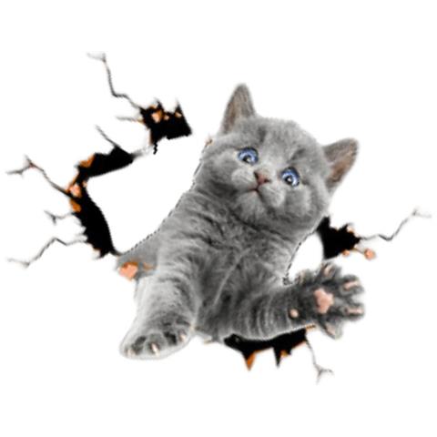 Adesivi Auto 3d Gatto Grigio - Set Da 2, Design Creativo E Divertente - Foto 2