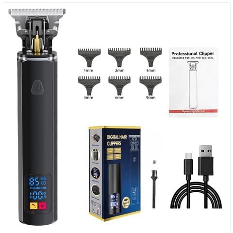 Tagliacapelli Professionale Per Uomo, Ideale Per Barbiere E Uso Domestico, Con Display Led E Pettini Guida Black - Foto 1