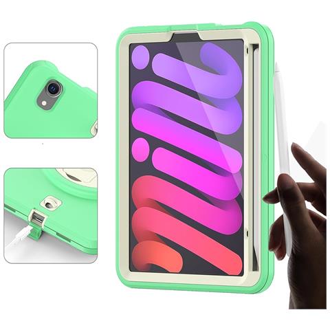 Custodia Per Ipad Mini 6 8,3"" Con Supporto E Tracolla Verde - Foto 4