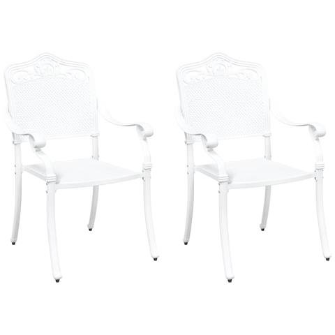 Sedia da Giardino 2 pcs Bianco 55 x 56.5 x 91cm Alluminio - Foto 1