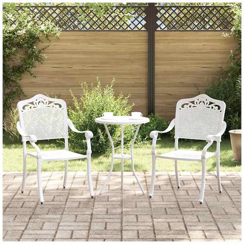 Sedia da Giardino 2 pcs Bianco 55 x 56.5 x 91cm Alluminio - Foto 2