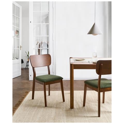 Set Di 2 Sedie Da Pranzo Minier Legno Verde /marrone Scuro - Foto 1
