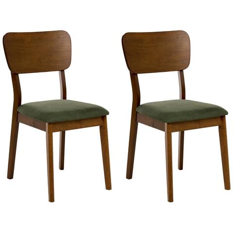 Set Di 2 Sedie Da Pranzo Minier Legno Verde /marrone Scuro - Foto 2