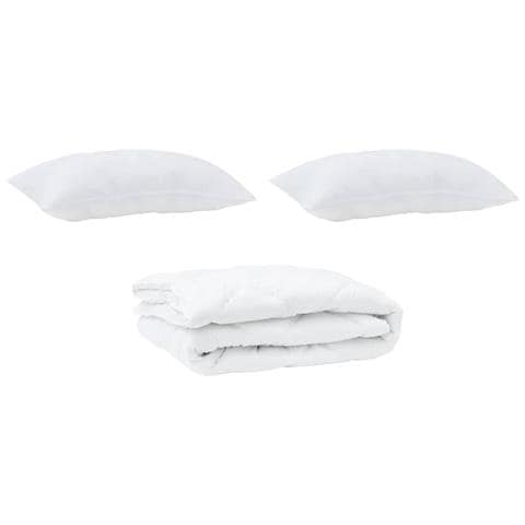 Piumone con cuscini Argyle 3 pcs Bianco 260 x 220 cm Microfibra - Foto 1