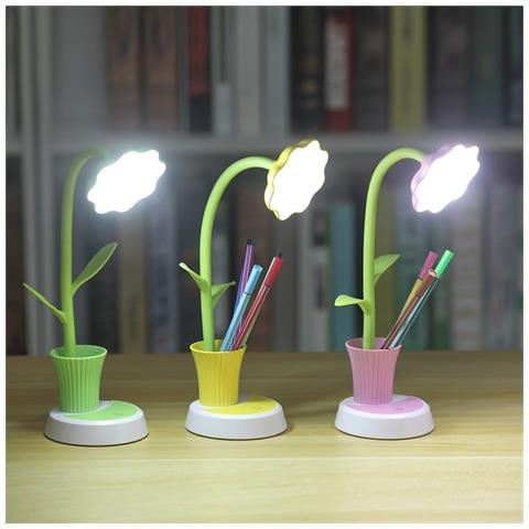 Lampada Da Scrivania A Led A Forma Di Girasole Con Portapenne: Regolabile, Dimmerazione Continua E Ricaricabile Tramite Usb - Foto 5