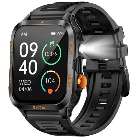 Smartwatch Con Luce - Fitness Tracker, Monitoraggio Frequenza Cardiaca E Sonno, Compatibile Con Da Fit App Black+yellow - Foto 1