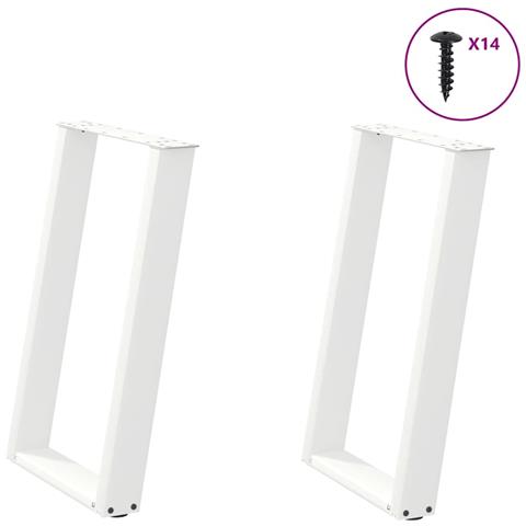 Gambe per tavolo da pranzo a forma di U 2 pz bianche 50x(72-73) cm in acciaio - Foto 1