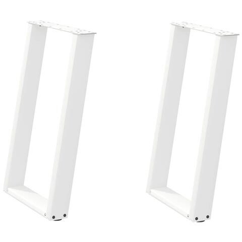Gambe per tavolo da pranzo a forma di U 2 pz bianche 50x(72-73) cm in acciaio - Foto 2
