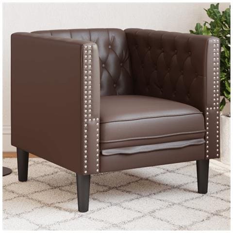 Poltrona Chesterfield Marrone in Similpelle - Foto 2