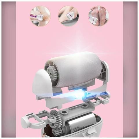 Epilatore Elettrico 3-in-1 Rosa: Depilazione, Rifinitura E Cura Abrasiva Dei Piedi, Senza Fili E Ricaricabile - Foto 2