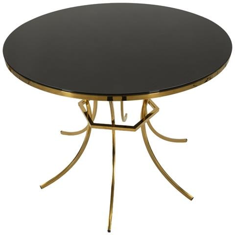 Tavolo Da Pranzo Shanty Rotondo In Vetro E Ferro Oro E Nero Ø100x80 Cm - Foto 2
