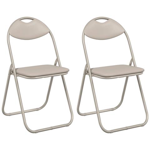 Sedia pieghevole 2 pcs Sabbia 48 x 43,5 x 81 cm Pelle Sintetica - Foto 1