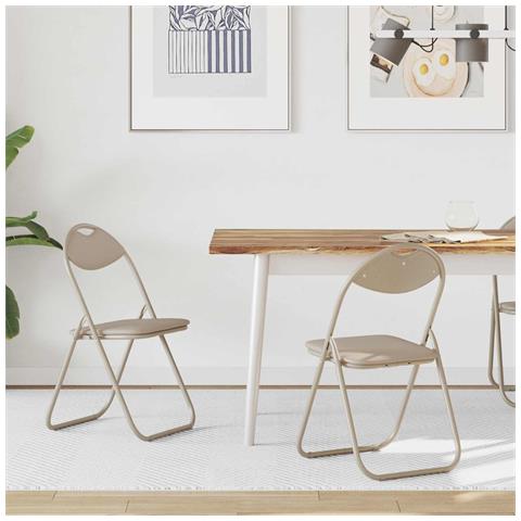 Sedia pieghevole 2 pcs Sabbia 48 x 43,5 x 81 cm Pelle Sintetica - Foto 2