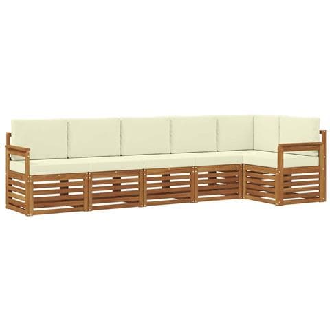 Set divani 6 pcs Naturale e Crema Legno di Acacia Massello - Foto 1