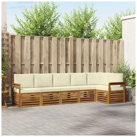 Set divani 6 pcs Naturale e Crema Legno di Acacia Massello - Foto 2