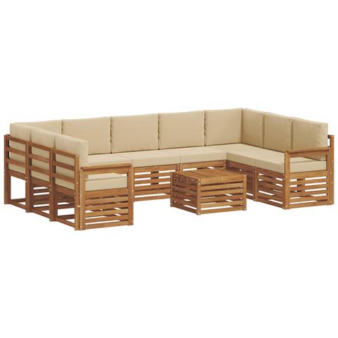 Set divani 10 pcs Naturale e Beige Legno di Acacia Massello - Foto 1