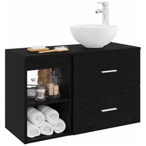 Set di mobili per il bagno 2 pcs Rovere Nero - Foto 2