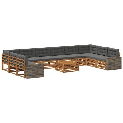 Set divani con cuscino 11 pcs Legno di Acacia Massello - Foto 1