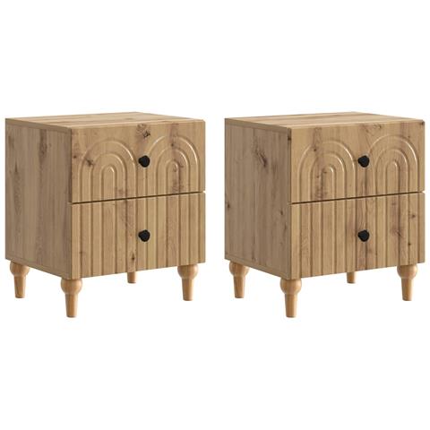 Armadio da Notte 2 pcs Rovere Artigianale 43 x 34,5 x 48 cm - Foto 1