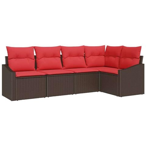 Set di divani 5 pz Marrone polyrattan - Foto 1