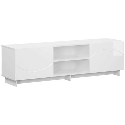 Supporto TV 140 x 34.5 x 40 cm Bianco Lucido - Foto 1