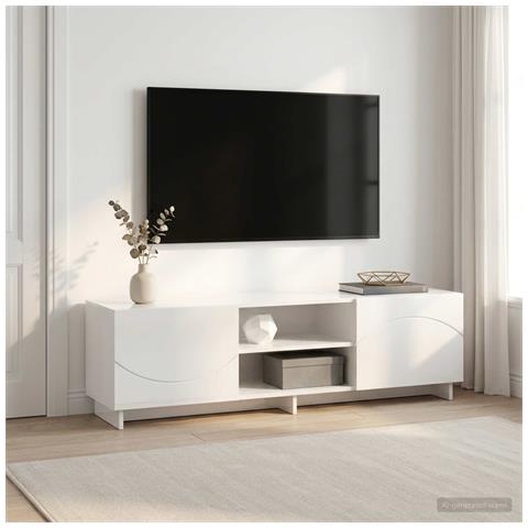 Supporto TV 140 x 34.5 x 40 cm Bianco Lucido - Foto 2