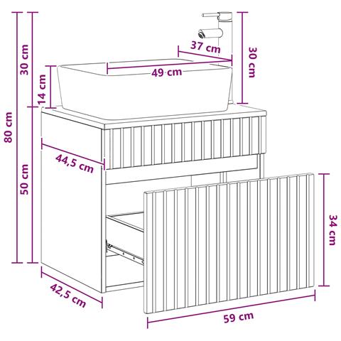 Set di mobili per il bagno Rovere Fumo Legno ingegnerizzato - Foto 2