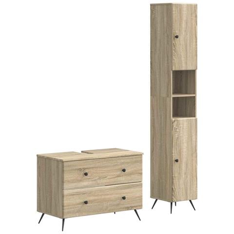 Set di Armadi da Bagno da 2 Pezzi BREDA Rovere Sonoma - Foto 1