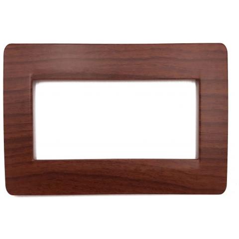 1 Placca Muro 3 Posti Moduli Legno Radica Compatibile Tipo Bticino Matix - Foto 1
