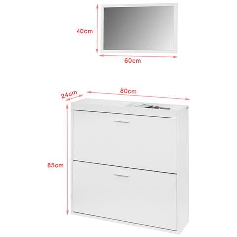 SoBuy Scarpiera salvaspazio Slim Scarpiera con Specchio L80*P24*A85 cm FSR61-W