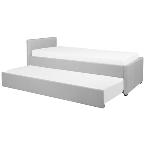 Letto Singolo Con Letto Estraibile In Tessuto Grigio Chiaro 90x200 Cm Marmande - Foto 15