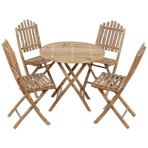 Set Da Pranzo Da Giardino 5 Pz Pieghevole Con Cuscini In Bamb? - Foto 10
