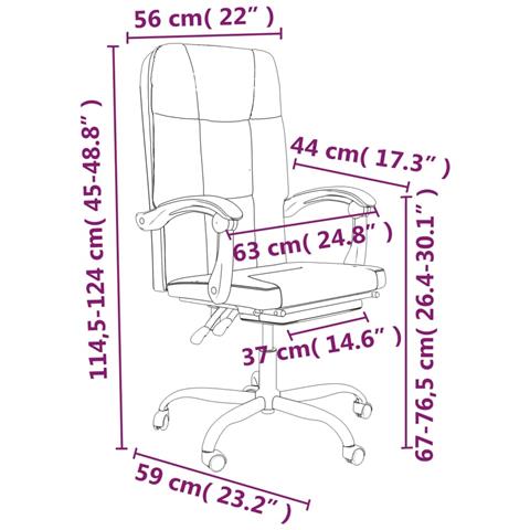 Poltrona da Ufficio Reclinabile Marrone in Similpelle - Foto 2