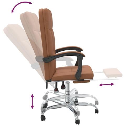 Poltrona da Ufficio Reclinabile Marrone in Similpelle - Foto 10