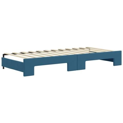 Divano Letto Estraibile Con Materassi Blu 90x200 Cm Velluto - Foto 2