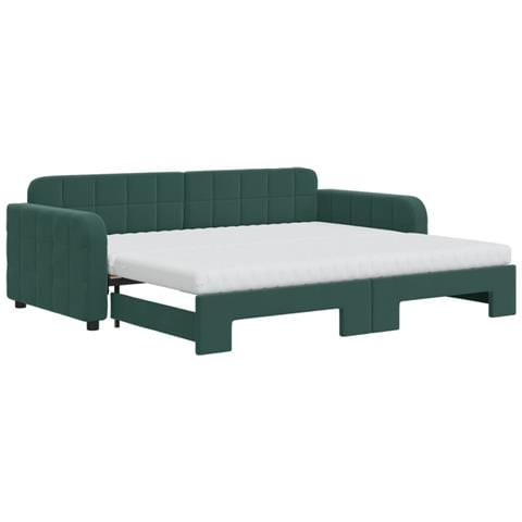 Divano Letto Estraibile Materassi Verde Scuro 90x200 Velluto - Foto 1