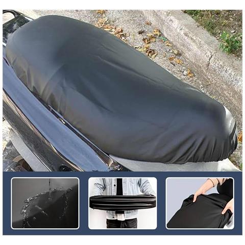 Coprisella Universale Impermeabile, Materiale Pu Similpelle, Adattabile Scooter E Moto, Nero, Con Borsa, Tg Maxi (115x50cm) - Foto 5