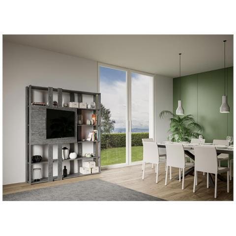 Libreria A Giorno Kato N Con Pannello Porta Tv Cemento - Foto 2