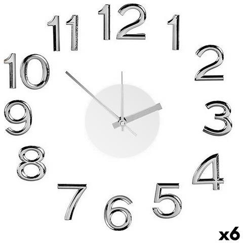 Orologio Da Parete Argentato Bianco Adesivo Abs Gomma Eva (ø 35 Cm) (6 Unità) - Foto 1