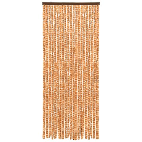 Tenda Antimosche Ocra E Bianca 100x230 Cm In Ciniglia - Foto 3