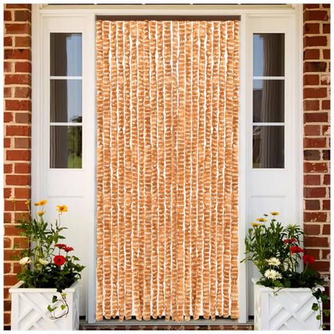 Tenda Antimosche Ocra E Bianca 100x230 Cm In Ciniglia - Foto 1