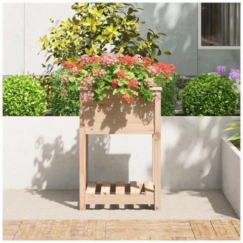 Fioriera Con Mensola 54x54x81 Cm In Legno Massello Di Pino - Foto 3