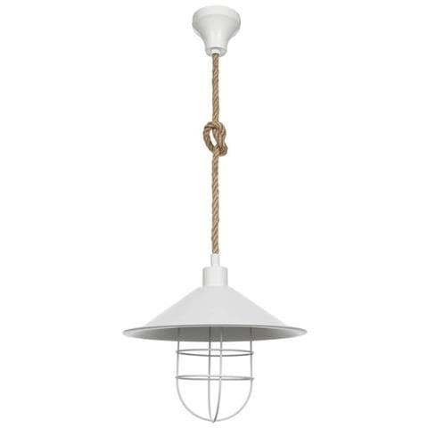 Lampada Da Soffitto Bulut Asz0631 Metallo Bianco E Corda Iuta - Foto 1